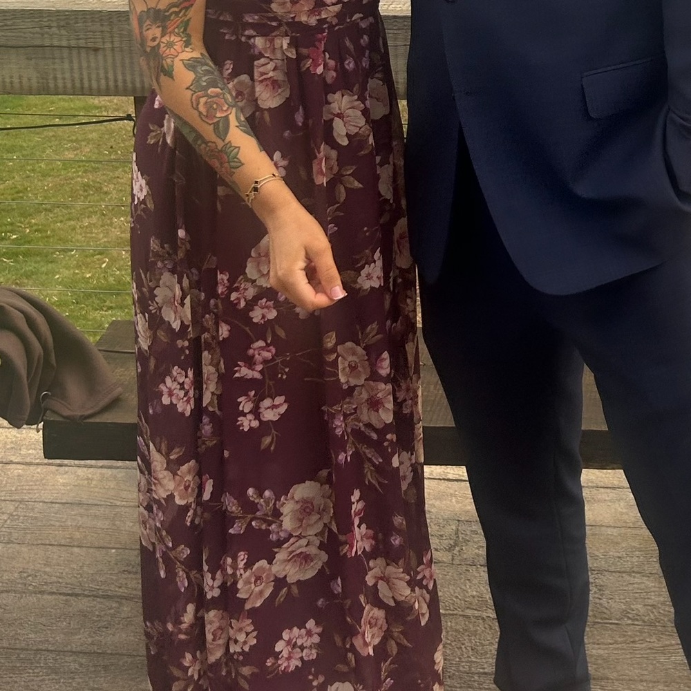 Lulu's Plum Floral Maxi Dress with Blush Accents - Picture 2 of 6